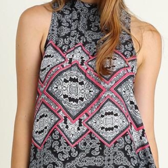 ❗️CLOSING SALE❗️ Black Printed Halter Neck Dress - Picture 3 of 3